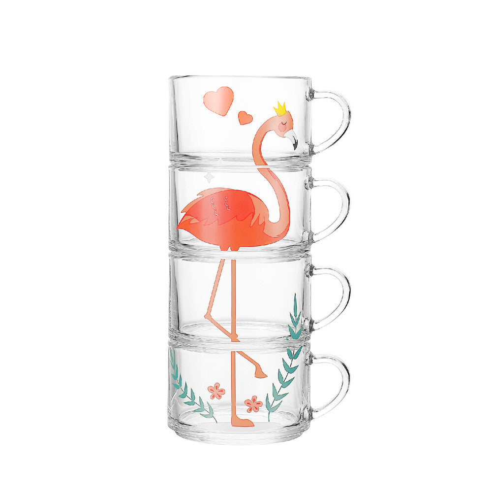 GLASS PRINTED CUP FLAMINGO